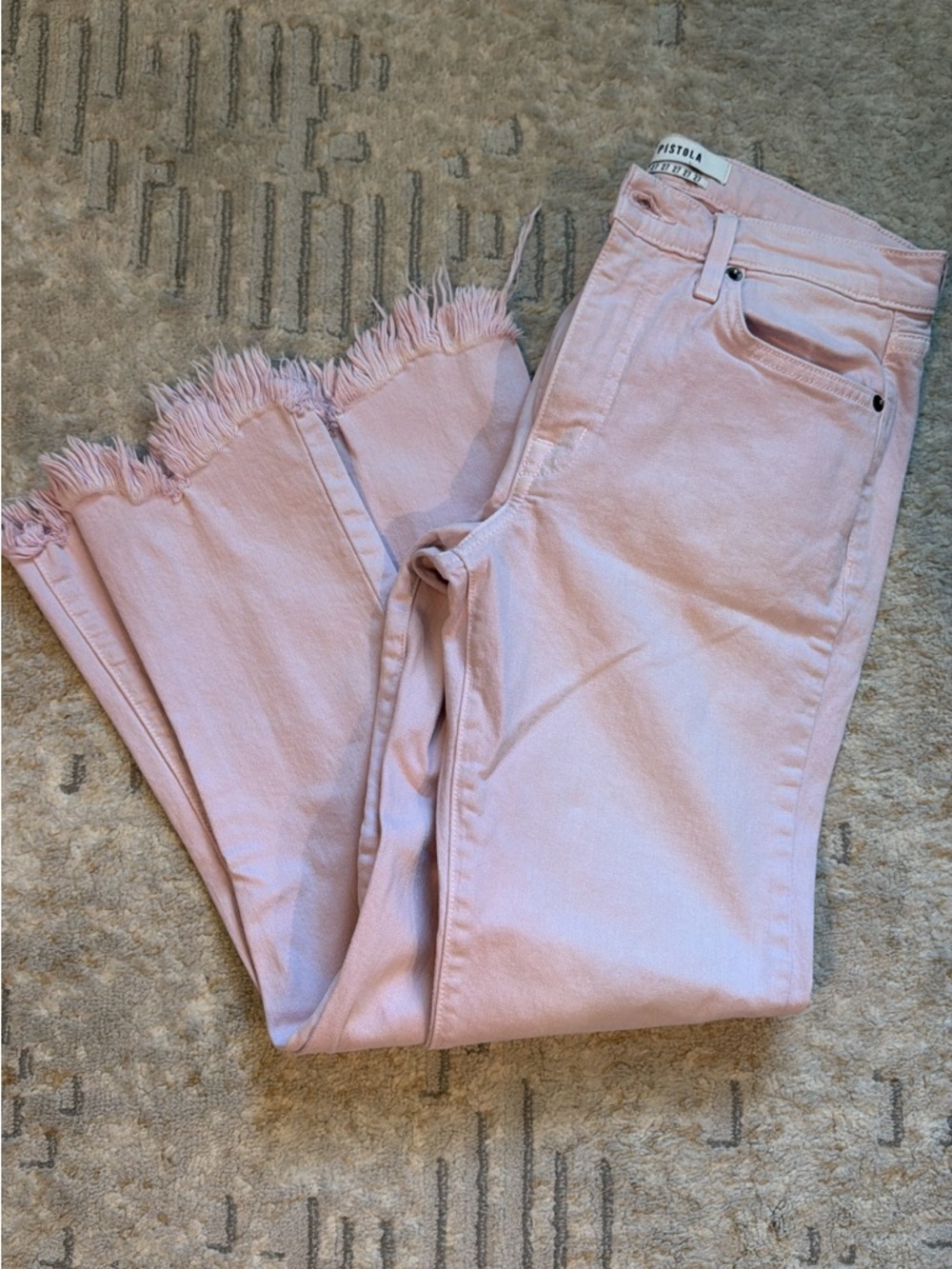 pistola Blush Pink Frayed Ankle Jeans